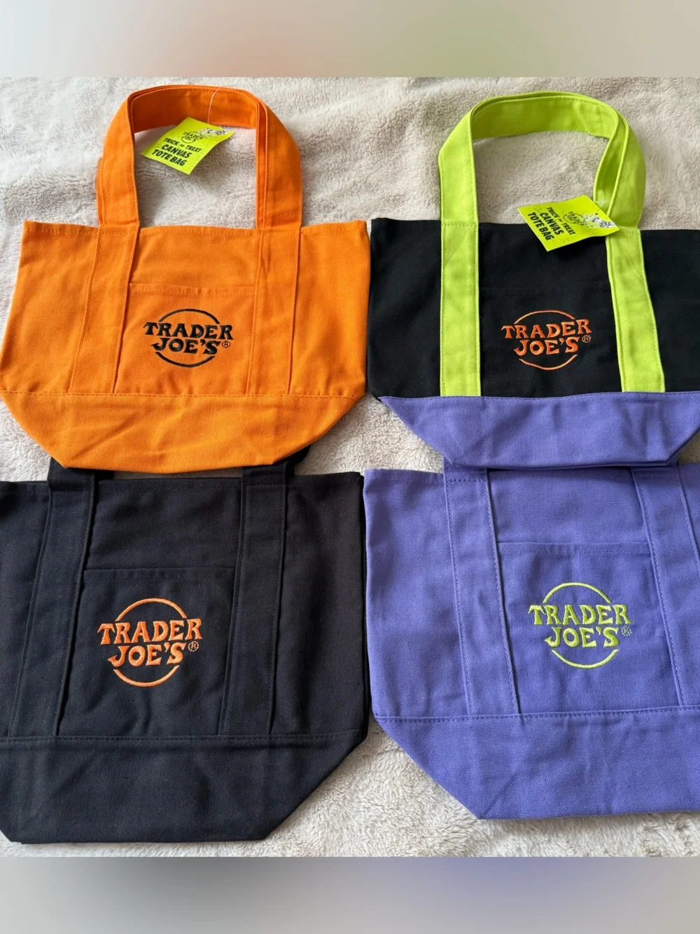 {NOT FOR SALE} ⛔️ NWT Trader Joe’s Trick-or-Treat Mini Canvas Totes 🎃 {Set of 4}